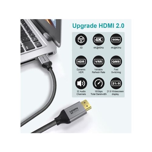 SWISSTEN kabel HDMI 2.0, 60Hz, 18GB/s, 4K, do 21:9, 2m, pozlaćeni konek, crni slika 6