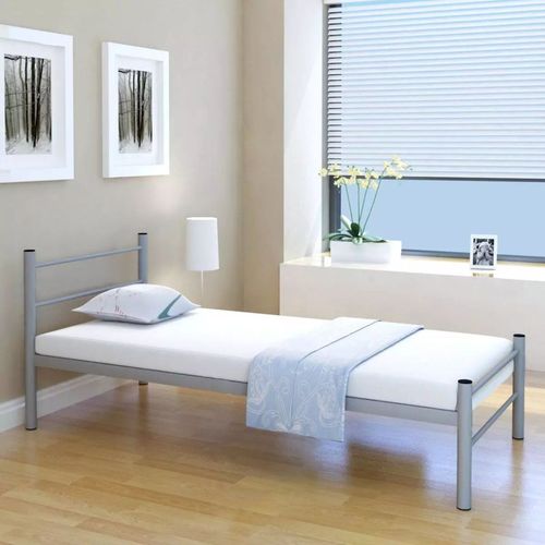 Krevet s madracem sivi metalni 90 x 200 cm slika 13
