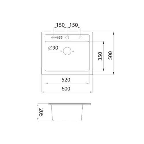 METALAC GRANIT SUD. X QUADRO 60 600x500 CRNA slika 2