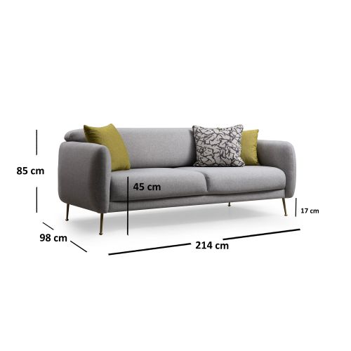 Atelier Del Sofa Trosjed SEVILLA- svijetlo siva, Sevilla 3 Seater - Grey slika 7