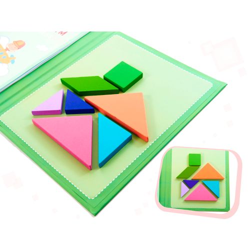 Montessori magnetna knjiga puzzle 3d tangram blokovi slika 6