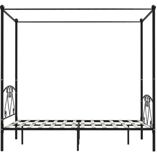 Okvir za krevet s nadstrešnicom crni metalni 140 x 200 cm slika 3