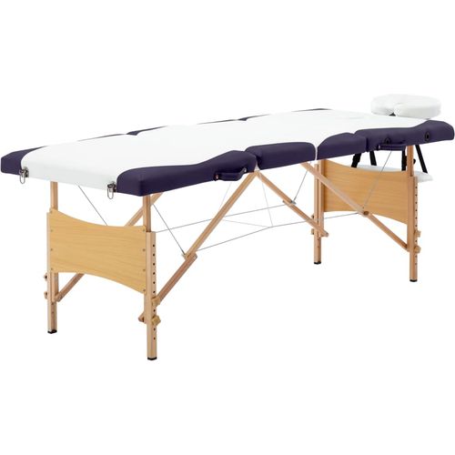 Sklopivi masažni stol s 4 zone drveni bijelo-ljubičasti slika 1