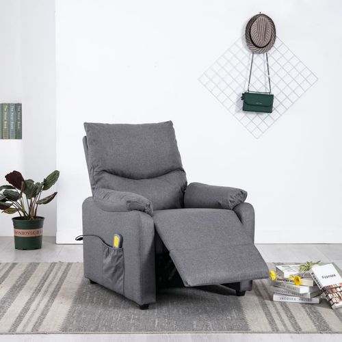 Električna masažna fotelja od tkanine svjetlosiva slika 3