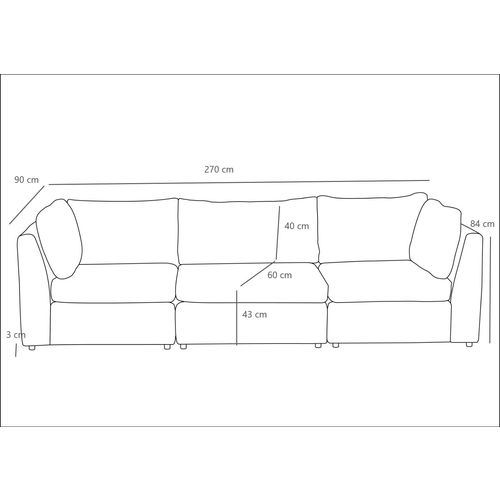 Atelier Del Sofa Trosjed, Mottona 3-Seat Sofa - Light Grey slika 6