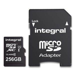 Integralna memorijska kartica od 256GB za pametne telefone i tablete, Micro SDXC Class10 UHS-I U1, brzina čitanja 90MB/s + SD adapter