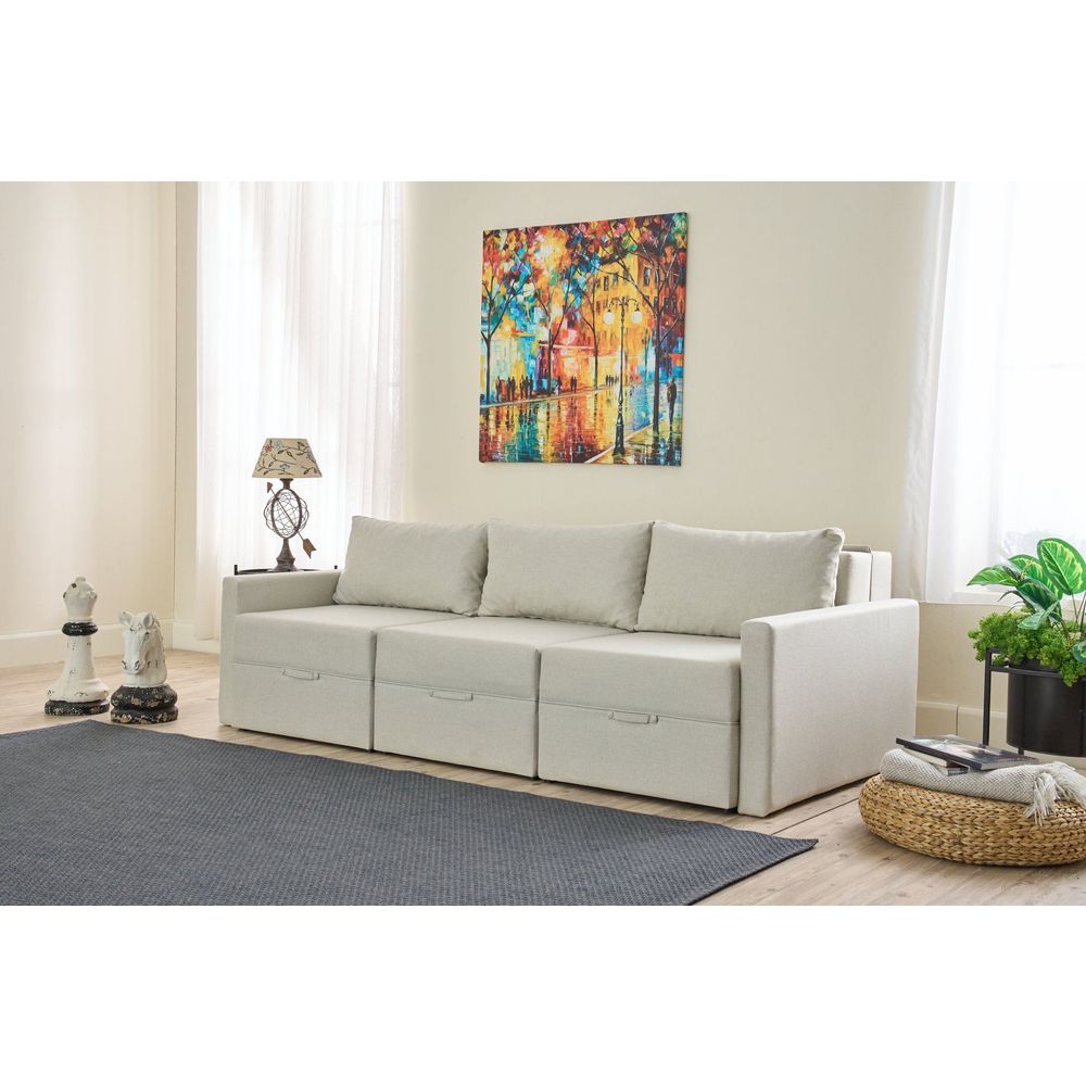 Sofa na razvlačenje za 3 osobe Saros - boja Krem slika 1