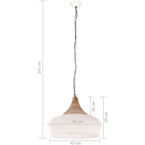 Industrijska viseća svjetiljka bijela 45 cm E27 željezo i drvo slika 26
