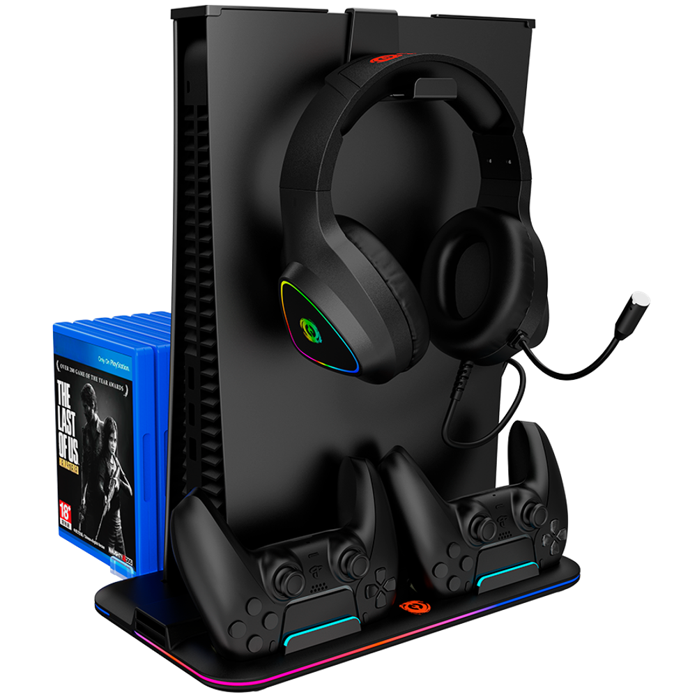 CANYON CS-5: Multifunkcionalni Stalak za Hlađenje i Punjenje za PS5, Crni slika 1