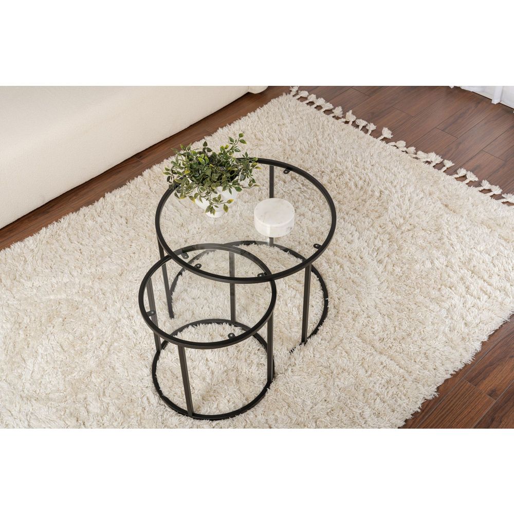 Set staklenih stolova Aurum -  60, 42 - crni, transparentni slika 4