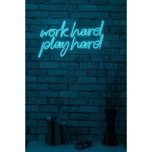 Work Hard Play Hard - Blue Blue Decorative Plastic Led Lighting slika 4