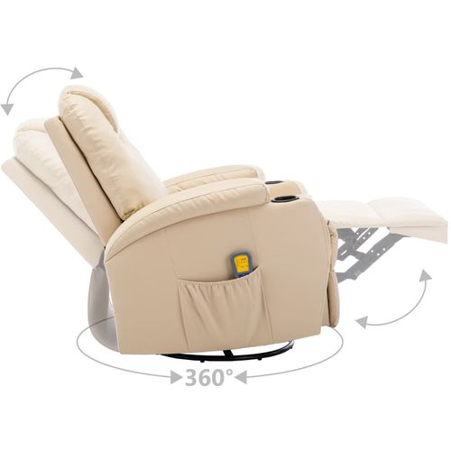 Električna ljuljajuća fotelja za masažu od umjetne kože krem slika 44