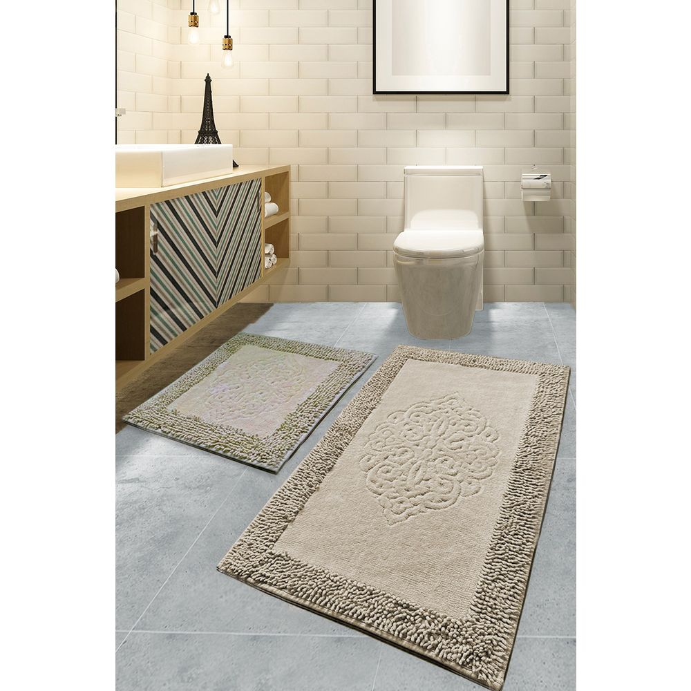 Piante - Set Kupatilskih Prostirki Beige Multicolor (2 Komada) slika 1