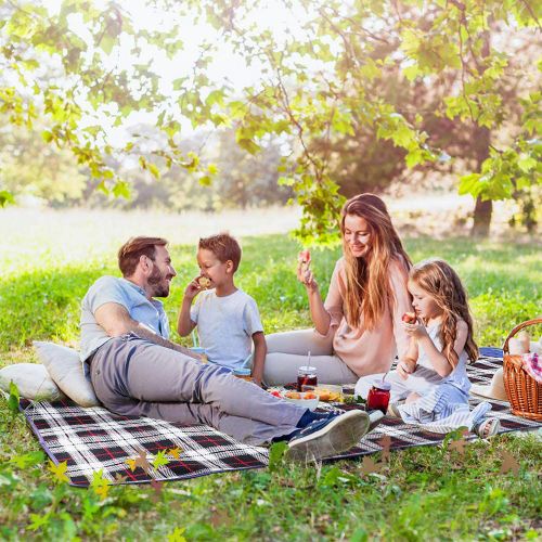 Sivi karirani pokrivač za piknik slika 3