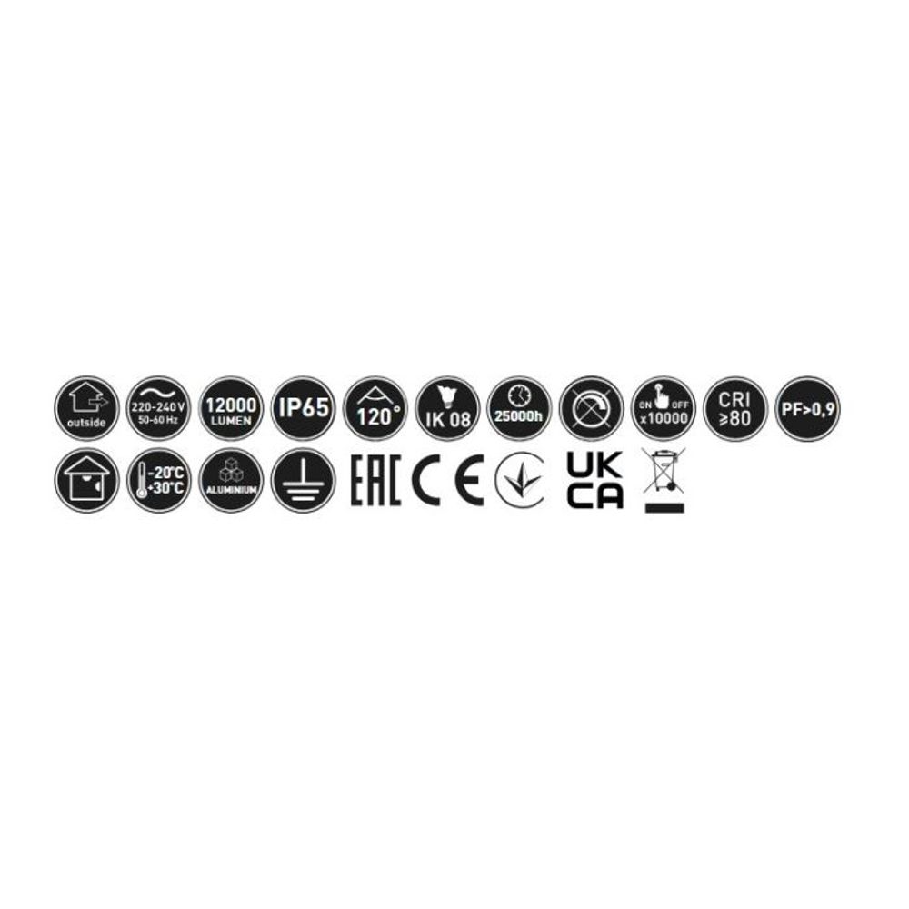 GTV reflektor G-TECH LED 100 W 8000 lm 4000K IP65 120° crni slika 3