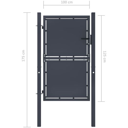 Vrtna vrata čelična 100 x 125 cm antracit slika 4