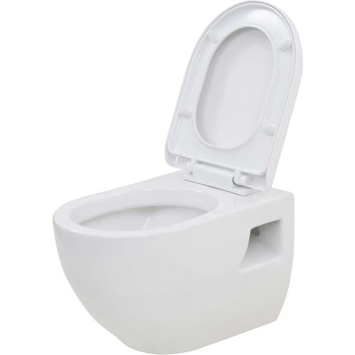 Zidna toaletna školjka s ugradbenim vodokotlićem keramička bijela slika 42