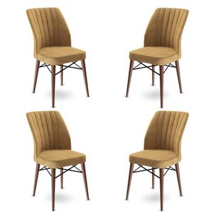 Flex - Cappuccino, Smeđi Set Stolica (4 Komada)