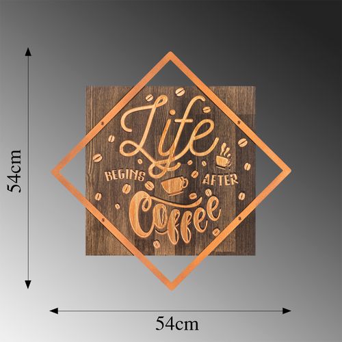 Wallity Drvena zidna dekoracija, Life Begins After Coffee - Copper slika 6