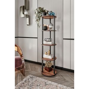  Bookshelf Bookcase 5 Layer Round, colour Walnut