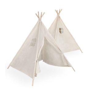 Indijanski šator za djecu Tipi Wigwam - Lan i drvo, 135 cm