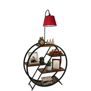 Plüton Ceviz Lambader Pramit Kırmızı Abajurlu Red Floor Lamp