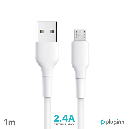 Data Kabl Pluginn PI-AmB 2.4A USB na micro USB beli 1m slika 1