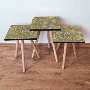 Nesting Table 3Shp237 - Set od 3 Stola u Sivoj i Žutoj Boji