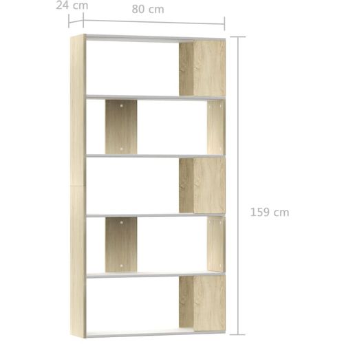 Ormarić za knjige / sobna pregrada bijeli/hrast 80x24x159 cm slika 7