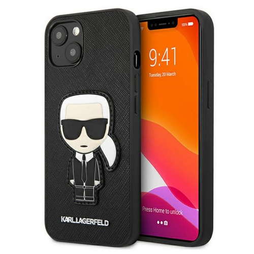 Maska Karl Lagerfeld Hc Saffiano Ikonik Patch za iPhone 13 6.1 crna (KLHCP13MOKPK) slika 1