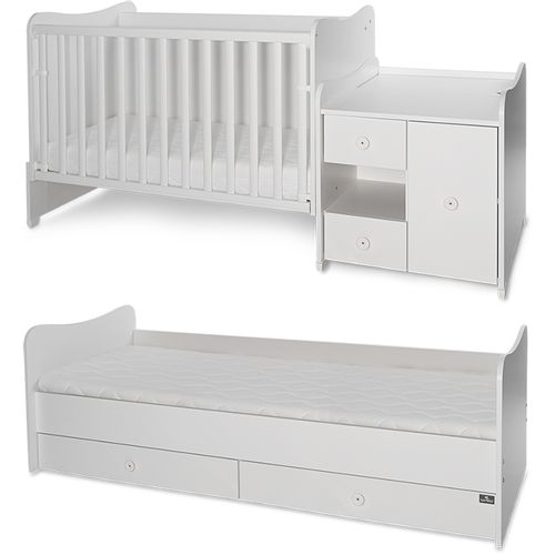 LORELLI MiniMAX Modularni krevetić 4in1 s Mehanizmom Ljuljanja White/Baby Blue 190x72 cm  slika 3