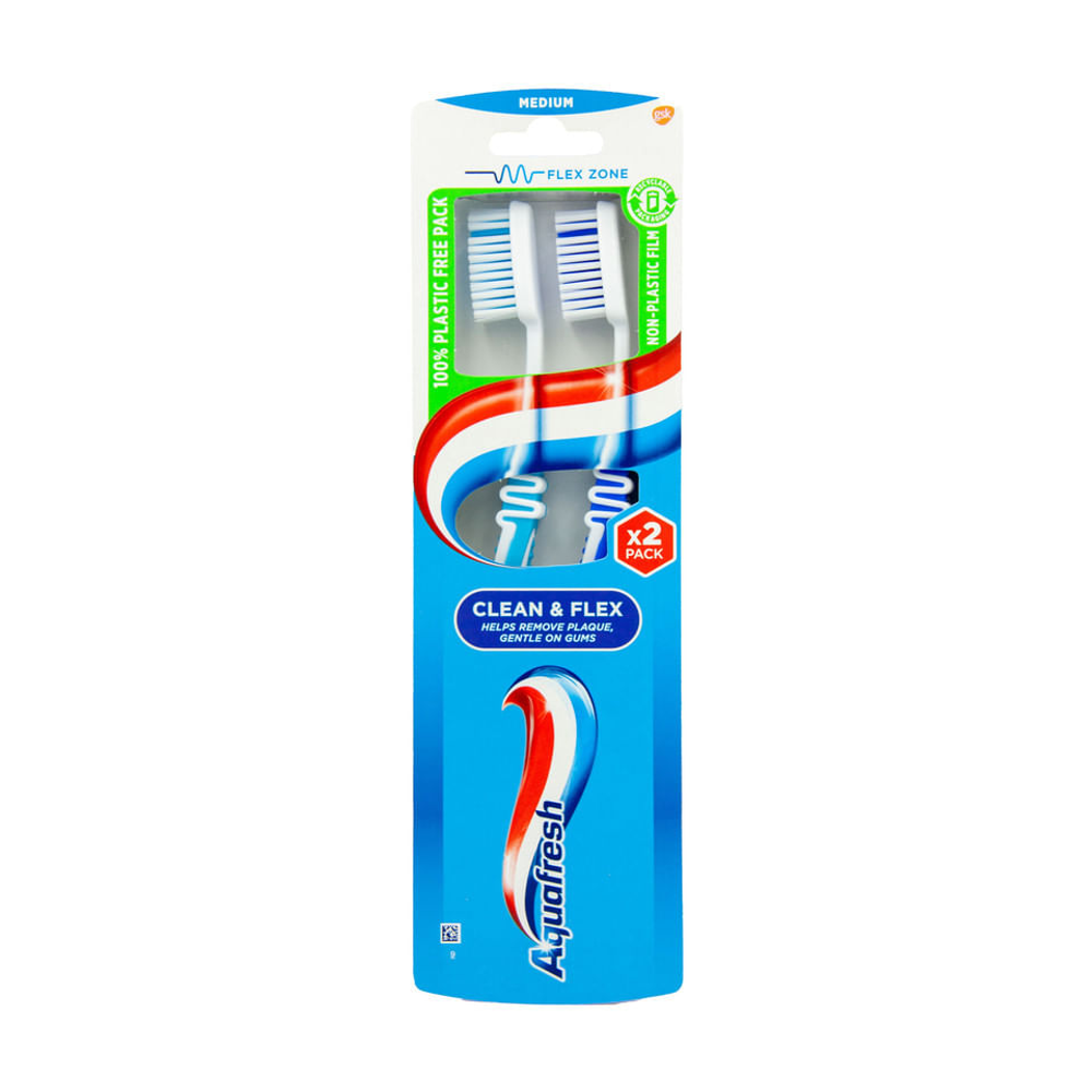 Aquafresh četkica za zube Clean & Flex Medium Duopack slika 1