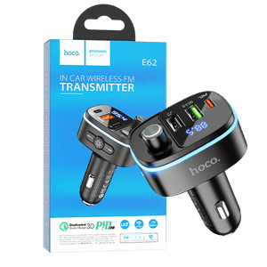 hoco. FM modulator, E62,Bluetooth,12/24 V,2xUSB, 1xUSB-C,PD20W - E62 Fast