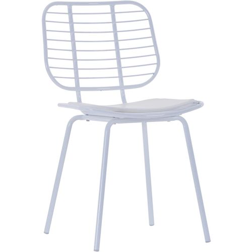 Stolice sa sjedalima od umjetne kože 6 kom bijele čelične slika 32