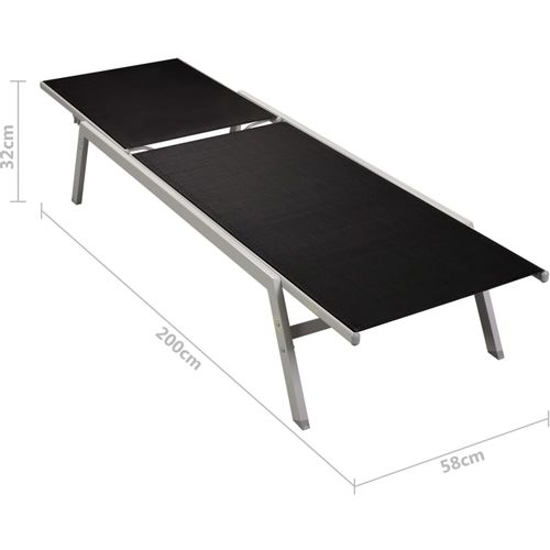Ležaljke za sunčanje sa stolićem 2 kom čelik i tekstilen crne slika 6