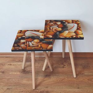 Set od 2 Nesting Stolova 2Shp64 - u Narandžastoj, Bijeloj i Crnoj Boji