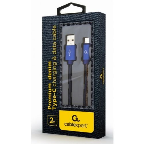 CC-USB2J-AMCM-2M-BL Gembird Premium jeans (denim) Type-C USB cable with metal connectors, 2 m, blue slika 1