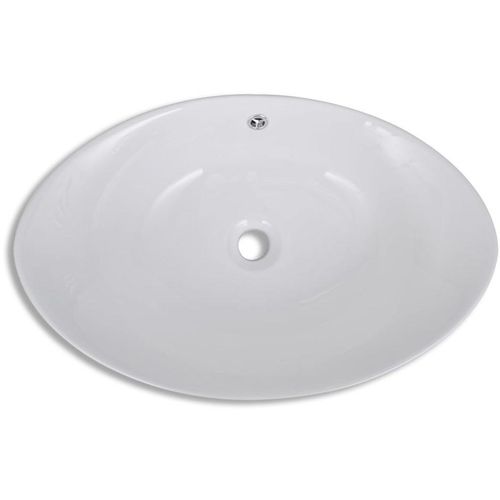 Luksuzni keramički bijeli ovalni umivaonik sa preljevom, 59 x 38,5 cm slika 5