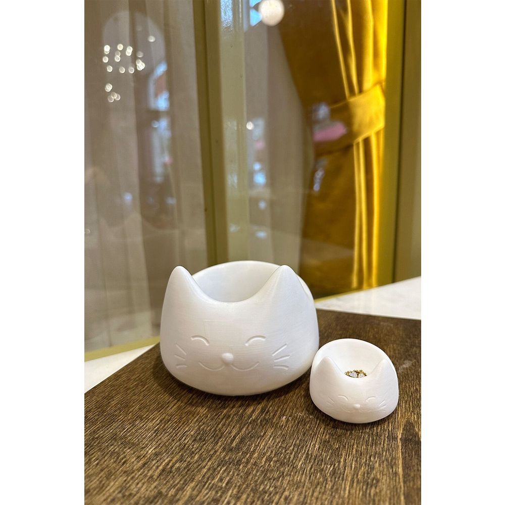 Decorative object set (2 pieces) Cat 2, colour: white slika 6