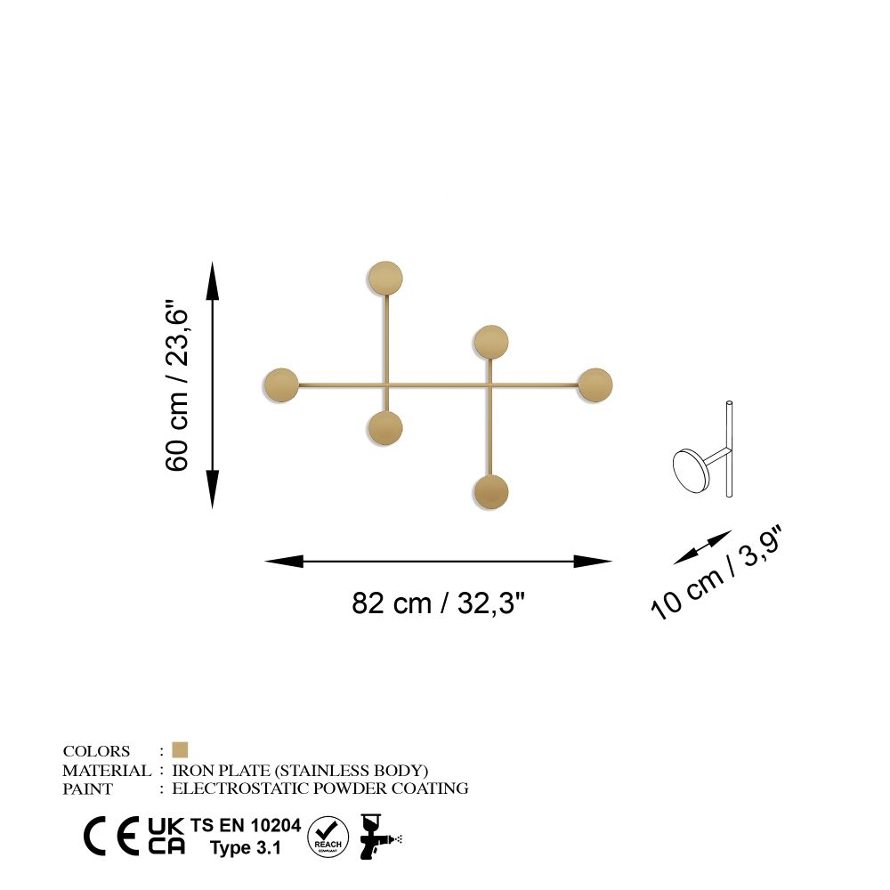 Metal wall hook Dama-A, colour: gold slika 6