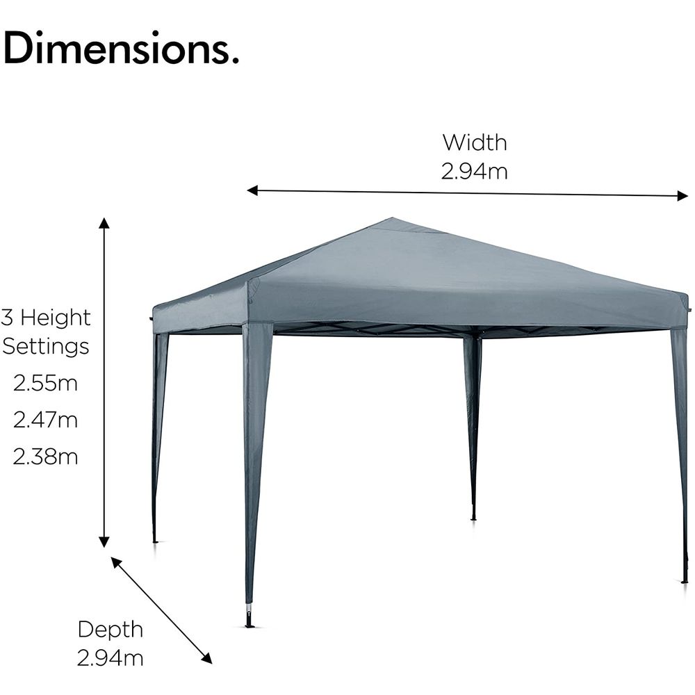 VonHaus Pop-up Paviljon 3x3m Sivi slika 5