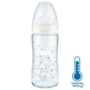 NUK Staklena flašica First Choice+ sa indikatorom temperature 240ml 0-6mj, Bijela