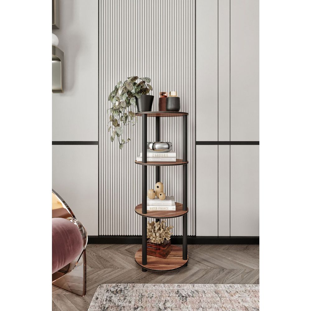  Bookshelf Bookcase 4 Layer Round, colour Walnut slika 2