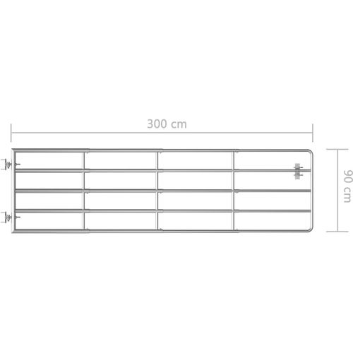 Vrata za polje s 5 šipki čelična (115 - 300) x 90 cm srebrna slika 5