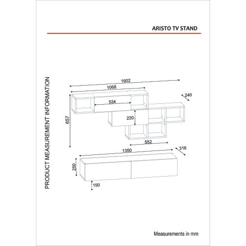 Woody Fashion TV jedinica, Bijela boja Orah, Aristo - White, Walnut slika 4