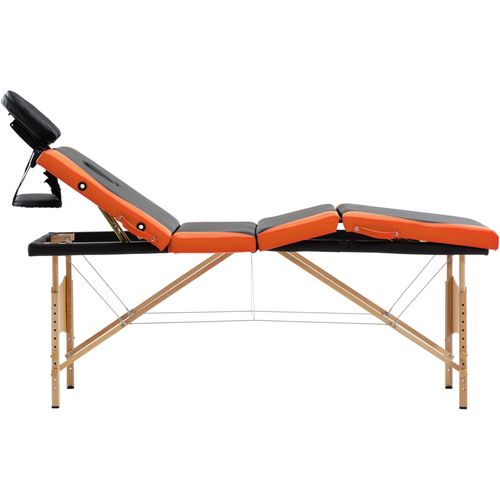 Sklopivi masažni stol s 4 zone drveni crno-narančasti slika 27