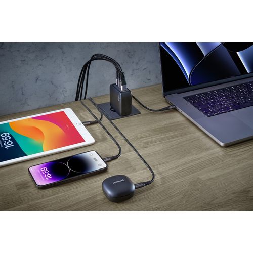 Intenso 140W GaN punjač s 3xUSB-C i 1xUSB-A priključcima te uključenim 2M 200W USB-C kabelom slika 5