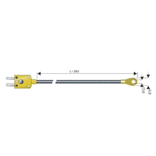 Senzor na vijke NiCr-Ni, tip K, prstenasta kabelska papučica, montažna rupa D=5,3mm, mesing B + B Thermo-Technik 0625 1446-07 površinski senzor  -50 do +400 °C  Tip tipala K slika 3