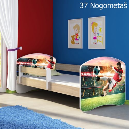 Dječji krevet ACMA s motivom, bočna sonoma 160x80 cm 37-nogometas slika 1