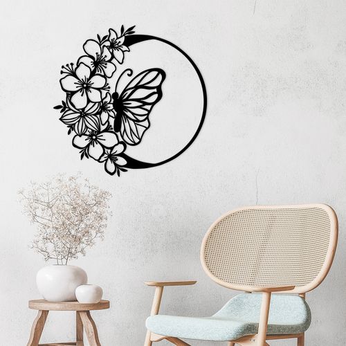 Wallity Metalna zidna dekoracija, Butterfly And Flower slika 3